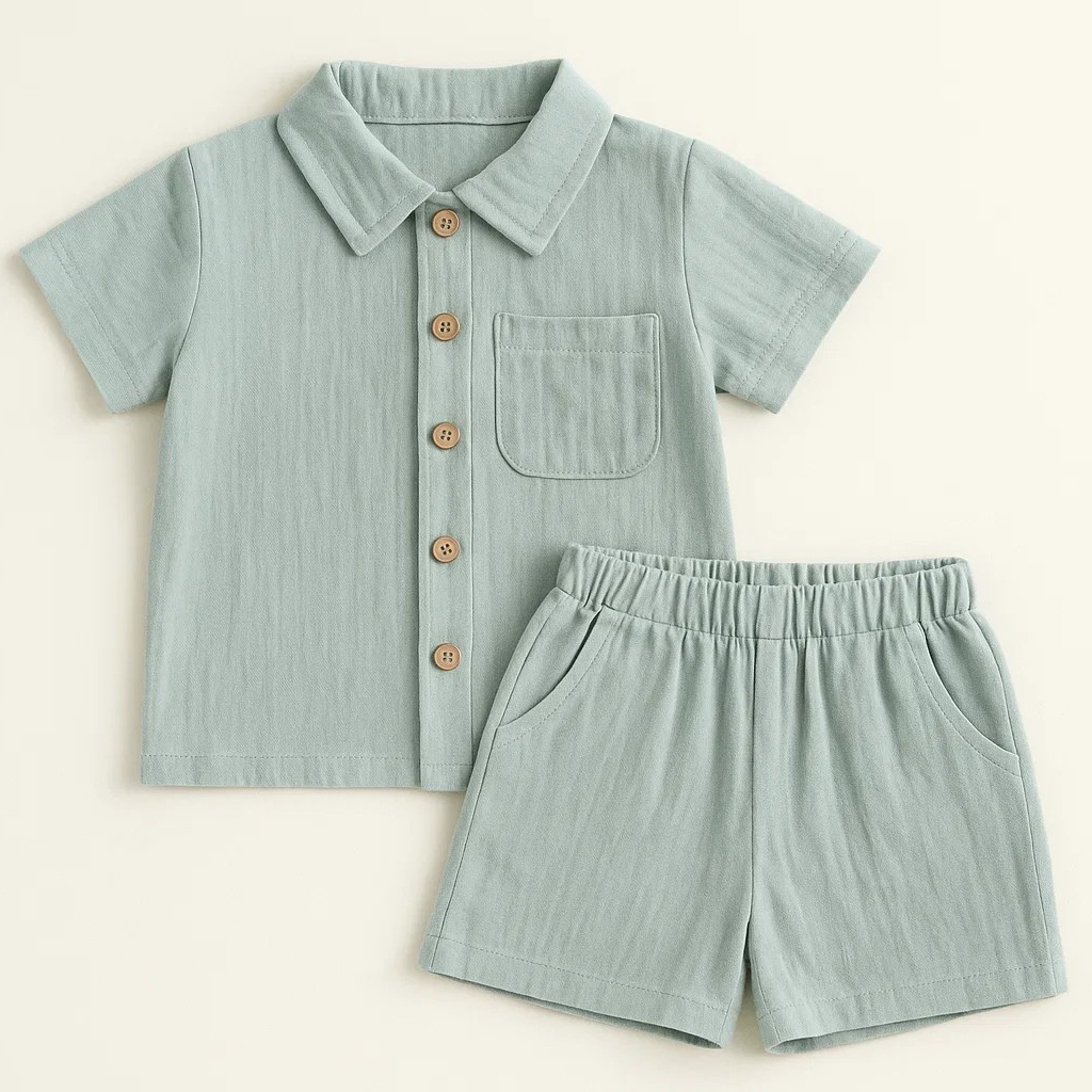 Mini Fashion™ - Sommarset i bomull och linne för Pojkar