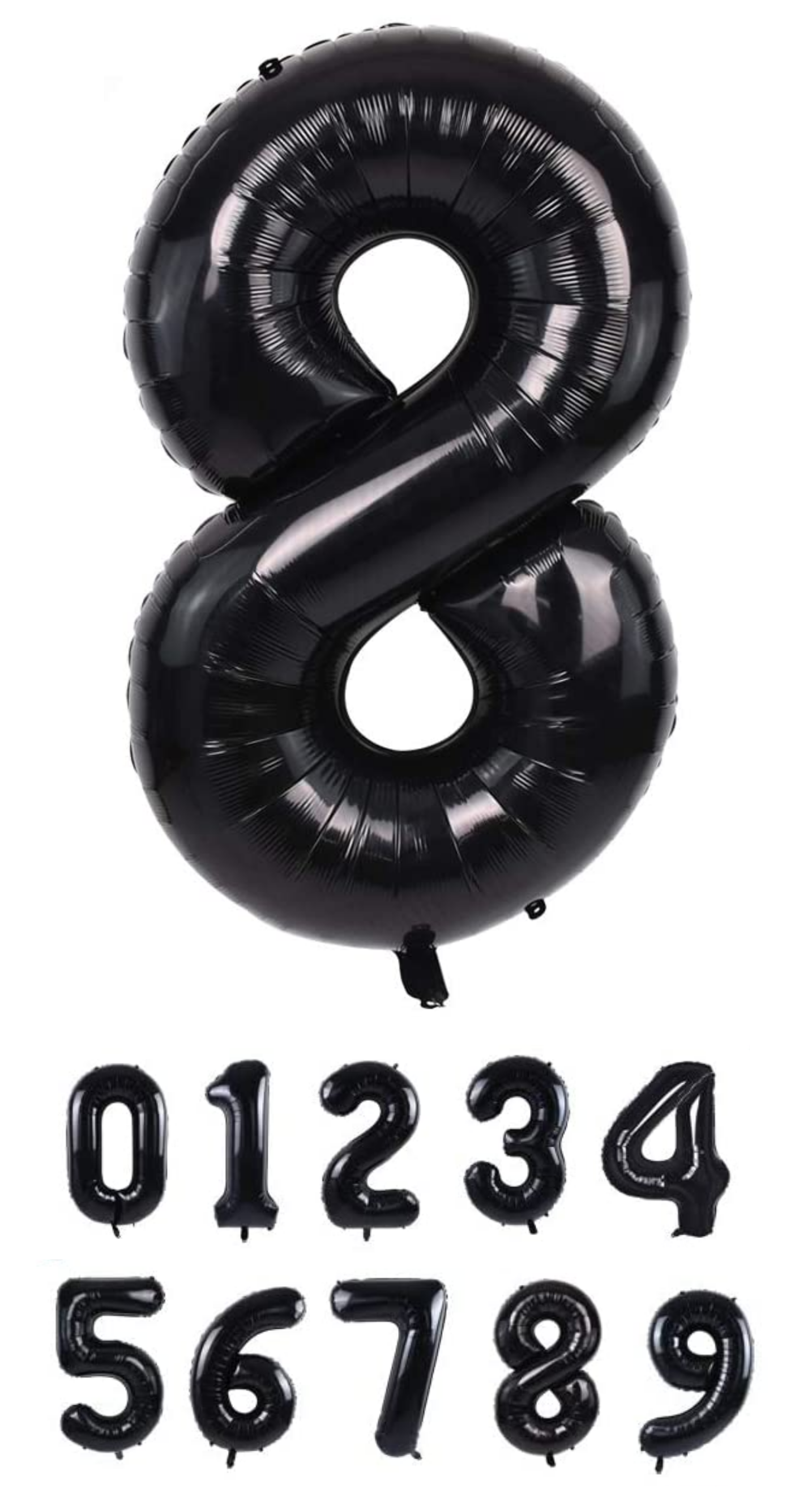 100 cm silverfärgade sifferballonger (0–9) för födelsedagar, fester och jubileer. Stora uppblåsbara folieballonger. 🎈