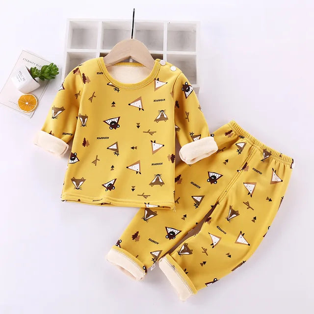 Mini Mode - Cartoon Fleece-pyjamas för barn