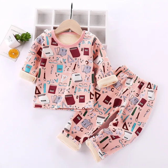 Mini Mode - Cartoon Fleece-pyjamas för barn