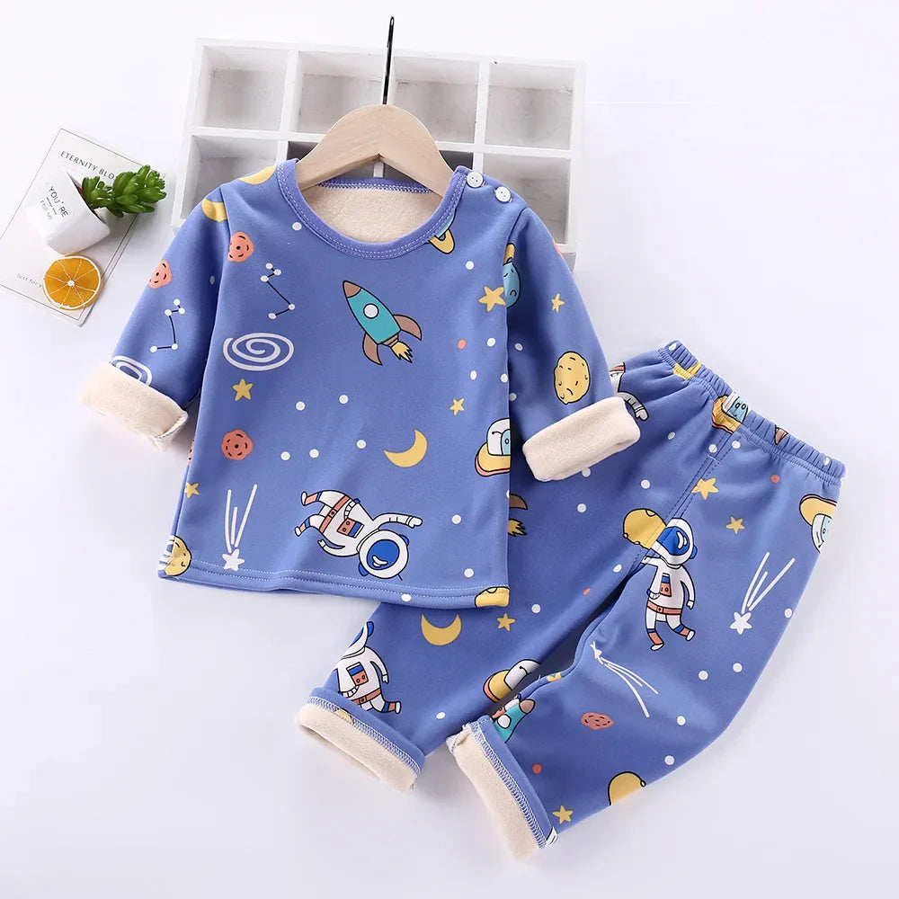 Mini Mode - Cartoon Fleece-pyjamas för barn