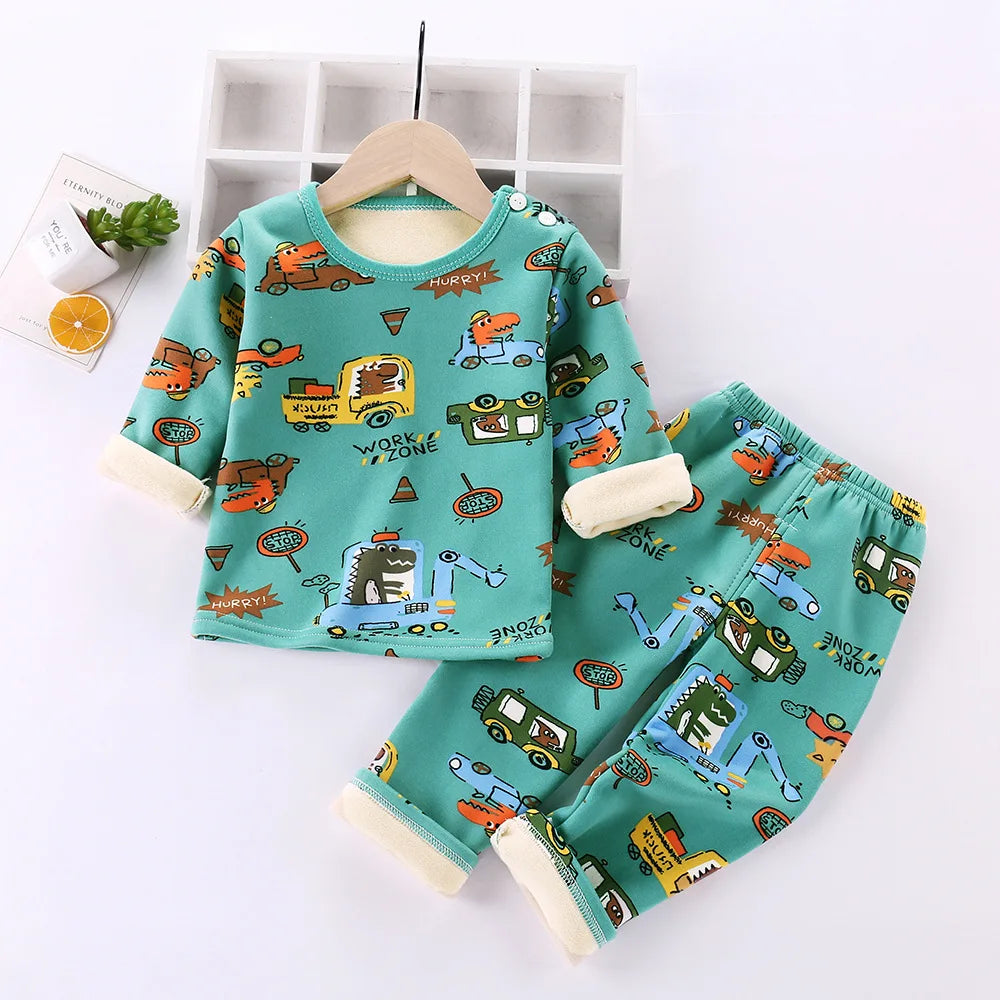 Mini Mode - Cartoon Fleece-pyjamas för barn