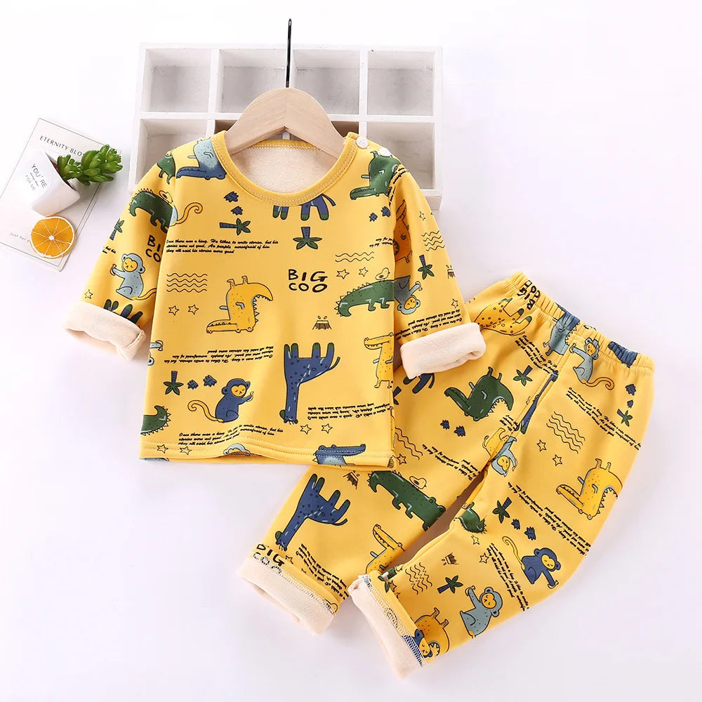 Mini Mode - Cartoon Fleece-pyjamas för barn