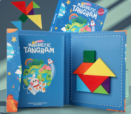 Tangram-pussel i trä – uppmuntrar logiskt tänkande
