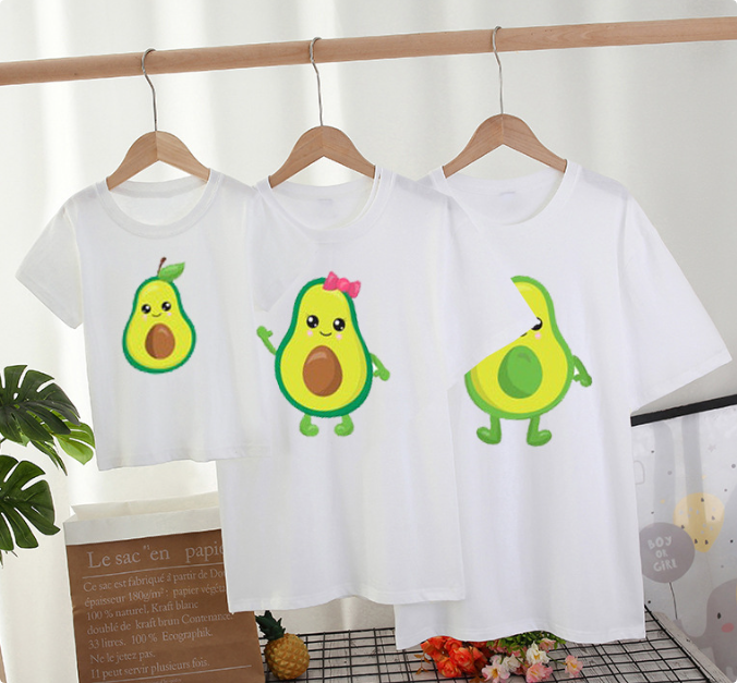Mini Mode - Matcha med familjen - Avocado T-shirt Vit