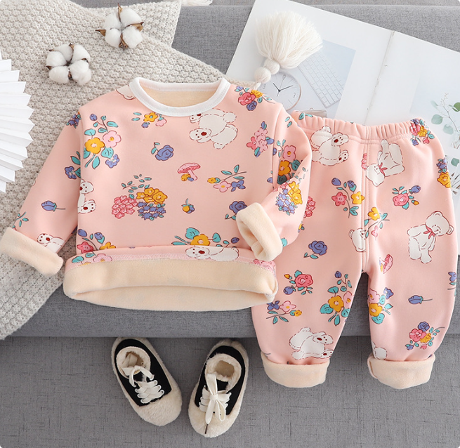 Mini Mode - Cartoon Fleece-pyjamas för barn