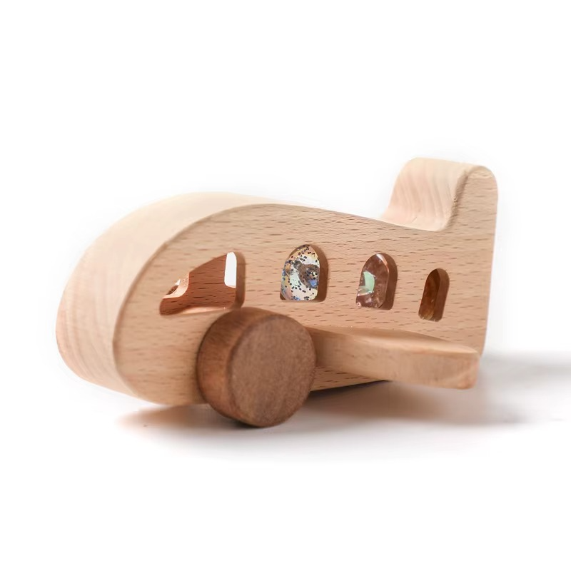 Träleksaker - Främjar kreativitet och motorik - Montessori-flygplansleksak i trä