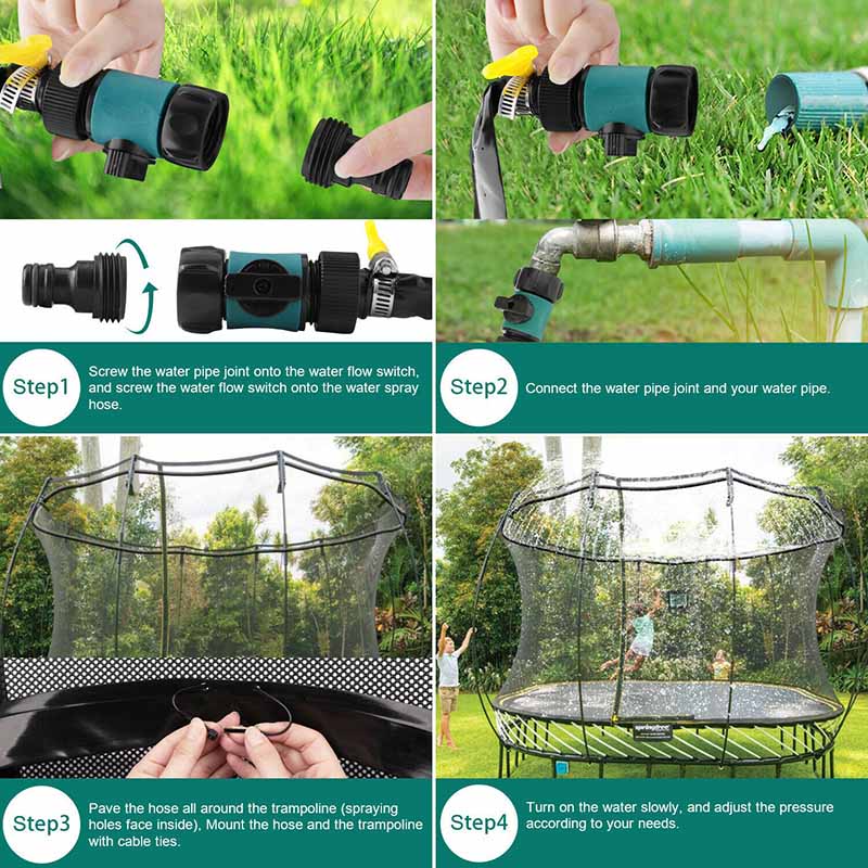 Trampoline Sprinklers - Vattenskoj på studsmattan - Vattensprinkler
