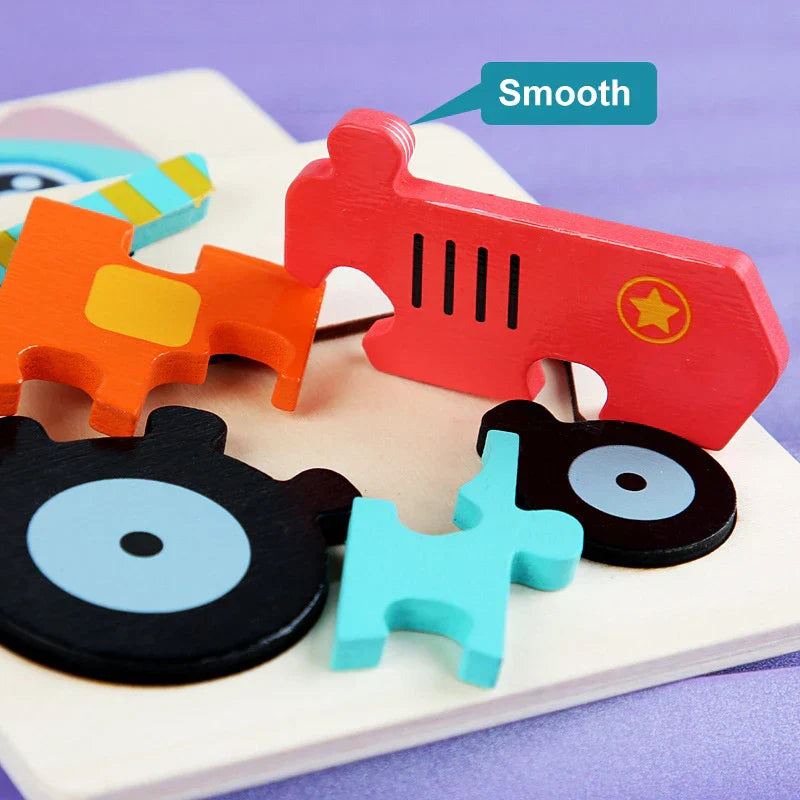 3D Wooden Puzzle™ - Lekfullt djuräventyr - Jigsaw pussel