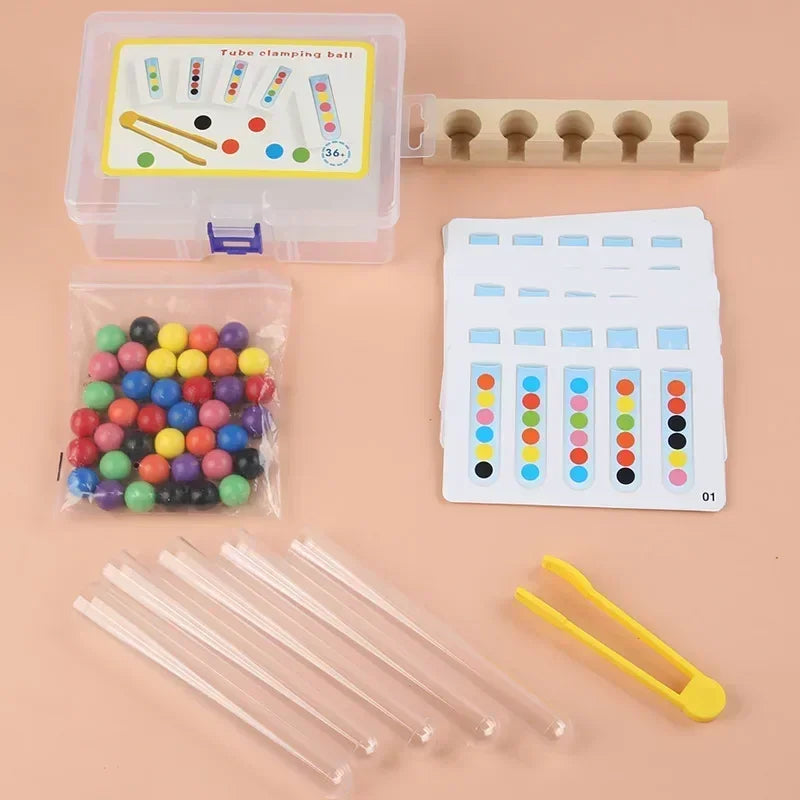 Tube Clip Beads - Hjärngympa - Spel för färgläggning och motoriska färdigheter
