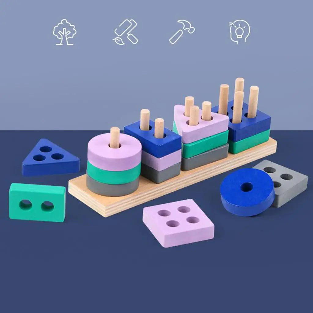 Staplingsklossar i trä – geometriska block