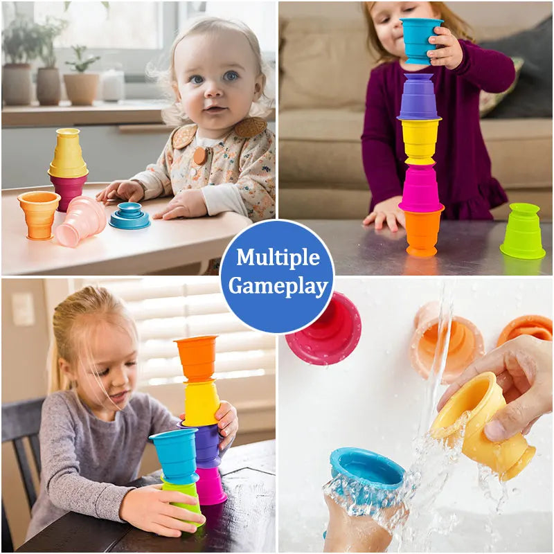 Rainbow Stacker Cups - Regnbågsfärgat skoj - Lek med stapelbägare