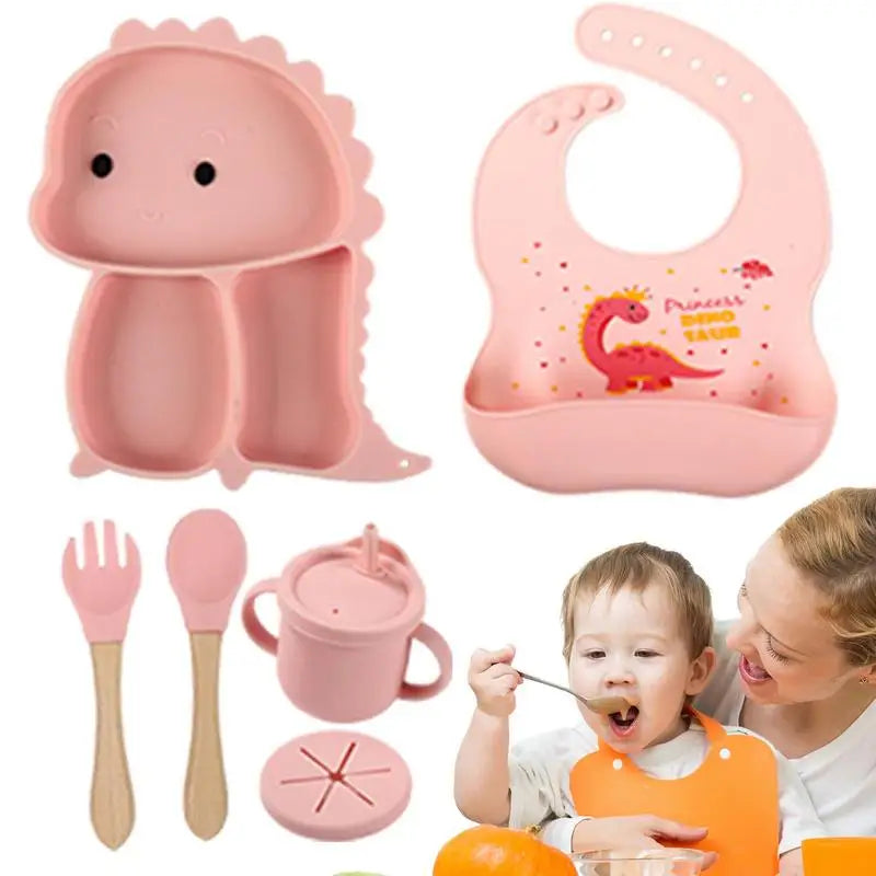 Dino Tablewear Set - 7-delat set - Barnservis i silikon