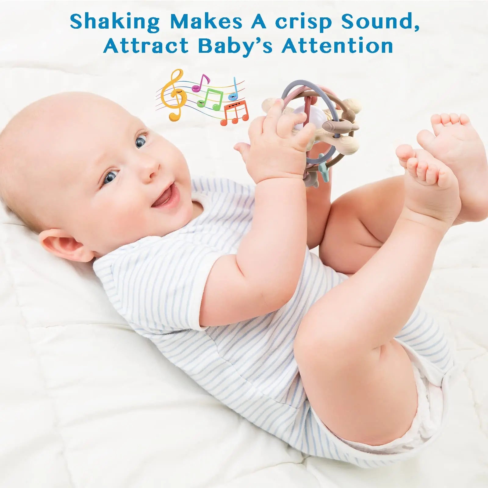 Sensory Rattle Boll – Soft Grab rolig – Tandleksaker i silikon för barn