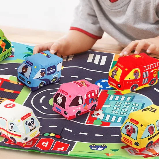 Bil Playmat - Tecknade äventyr - Bil Lekmatta