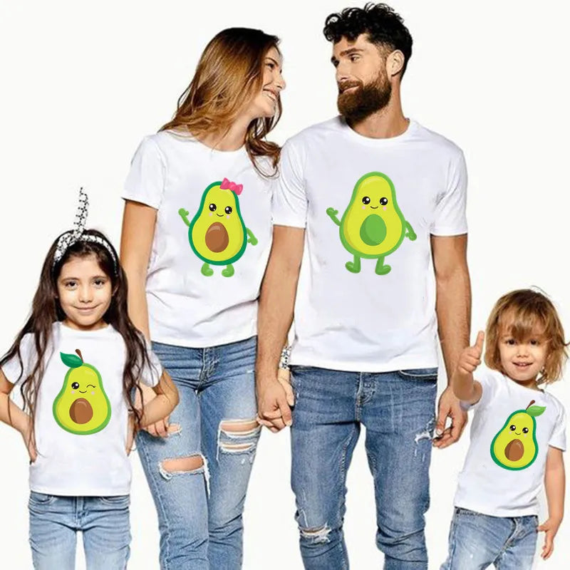Mini Mode - Matcha med familjen - Avocado T-shirt Vit
