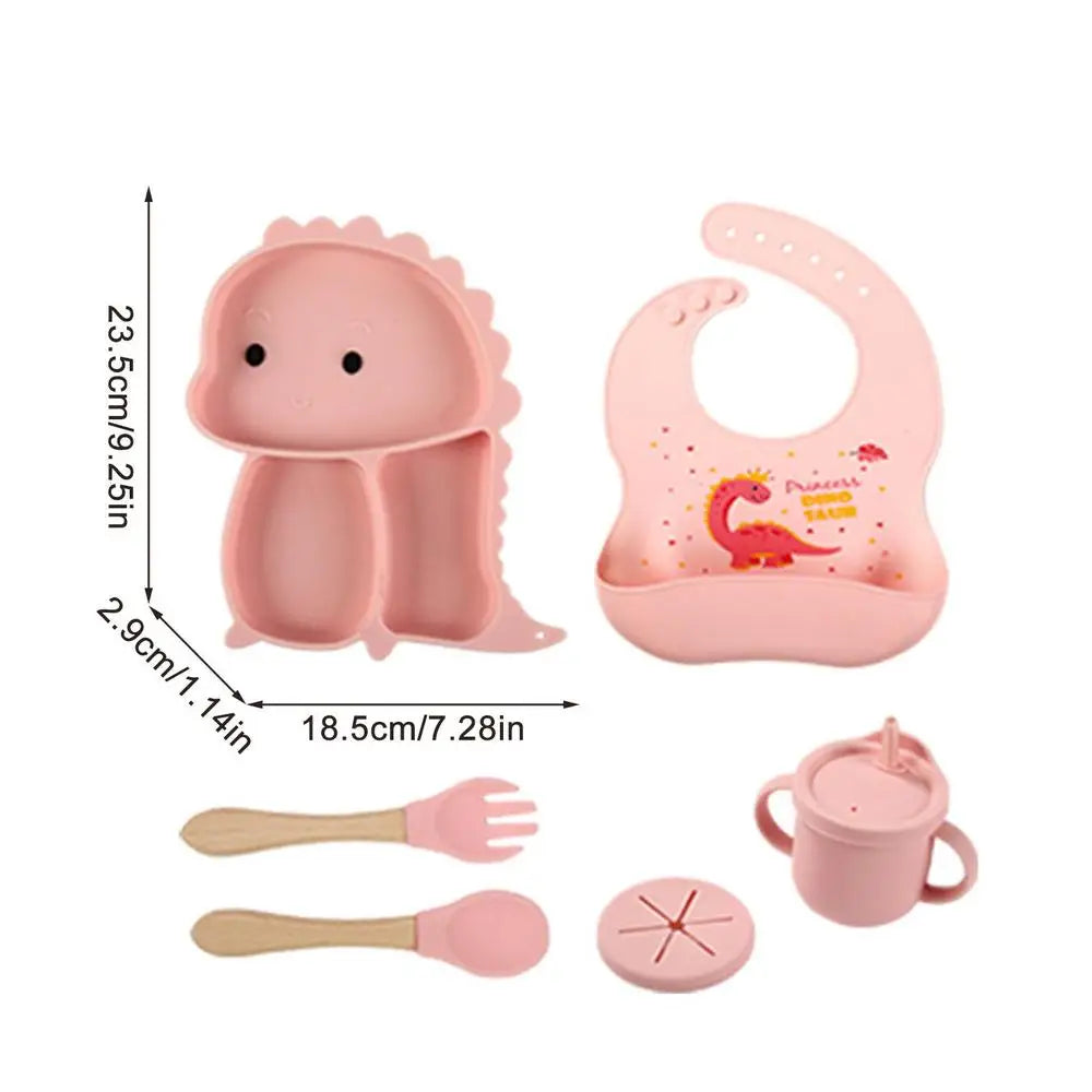 Dino Tablewear Set - 7-delat set - Barnservis i silikon