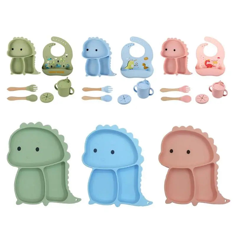 Dino Tablewear Set - 7-delat set - Barnservis i silikon