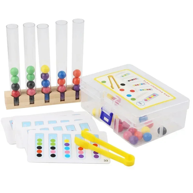 Tube Clip Beads - Hjärngympa - Spel för färgläggning och motoriska färdigheter