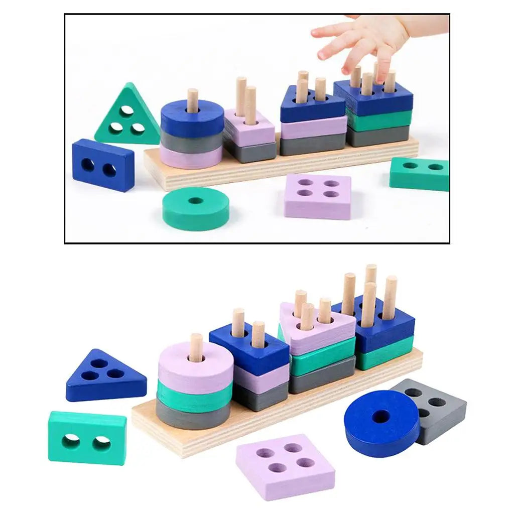 Staplingsklossar i trä – geometriska block