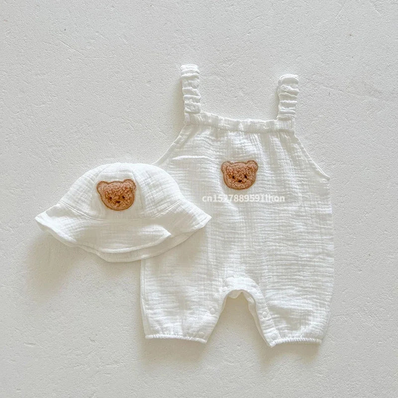 Mini Mode - Häftigt & bekväm - Trädgårdsbyxor för barn med hatt