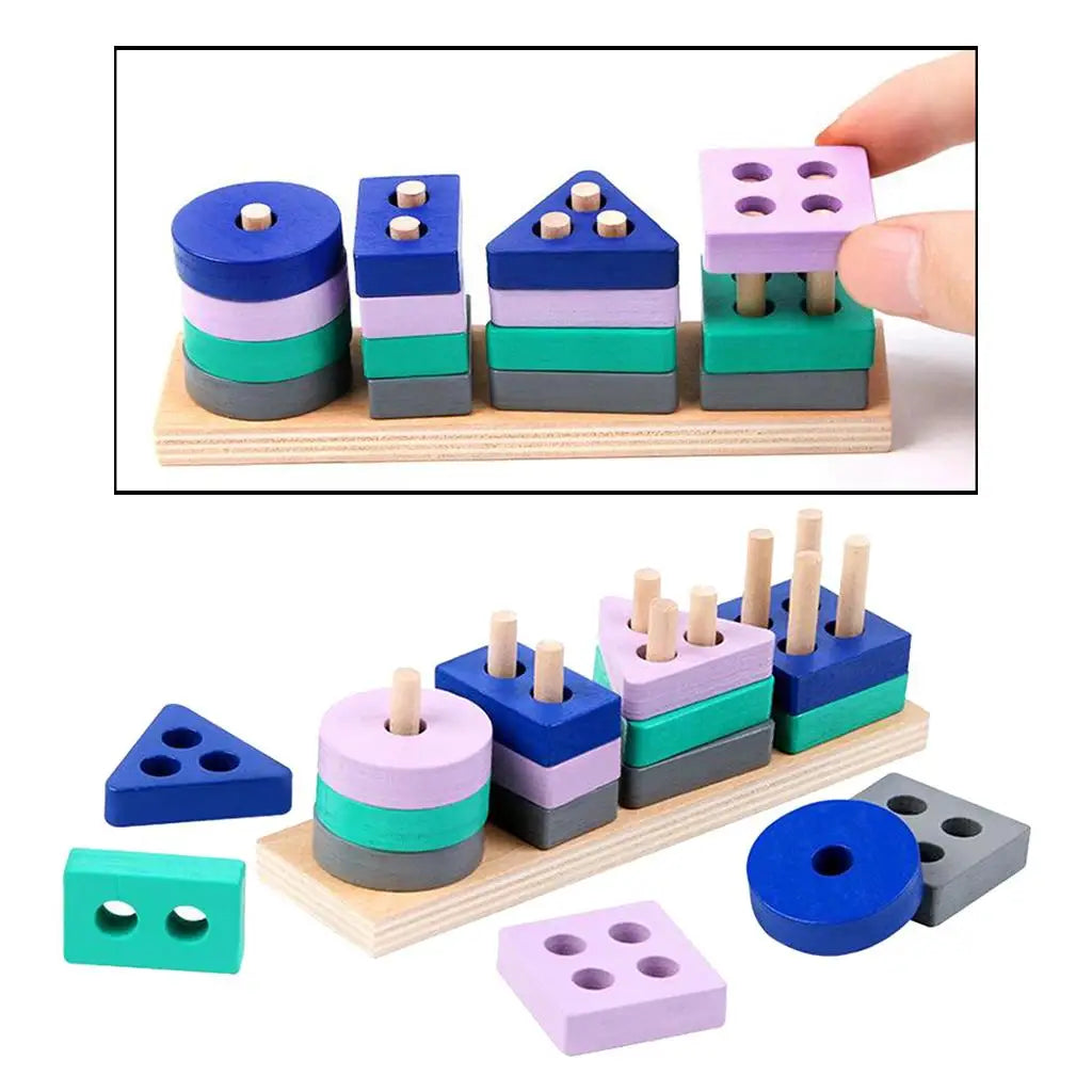 Staplingsklossar i trä – geometriska block
