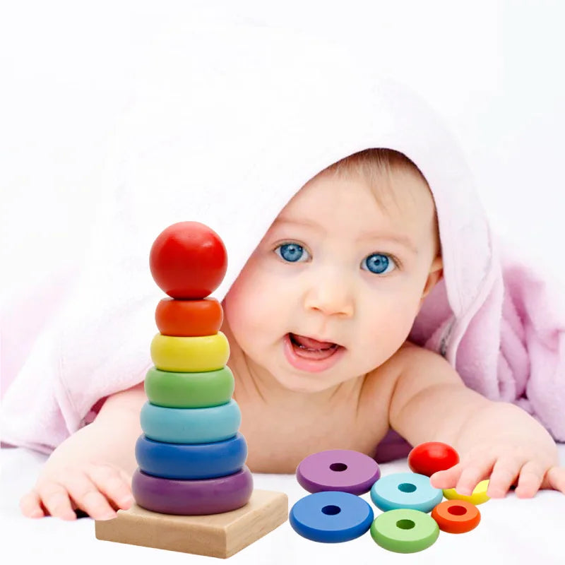 Rainbow Stacker – Färgglad tornlek – Trästapeltorn