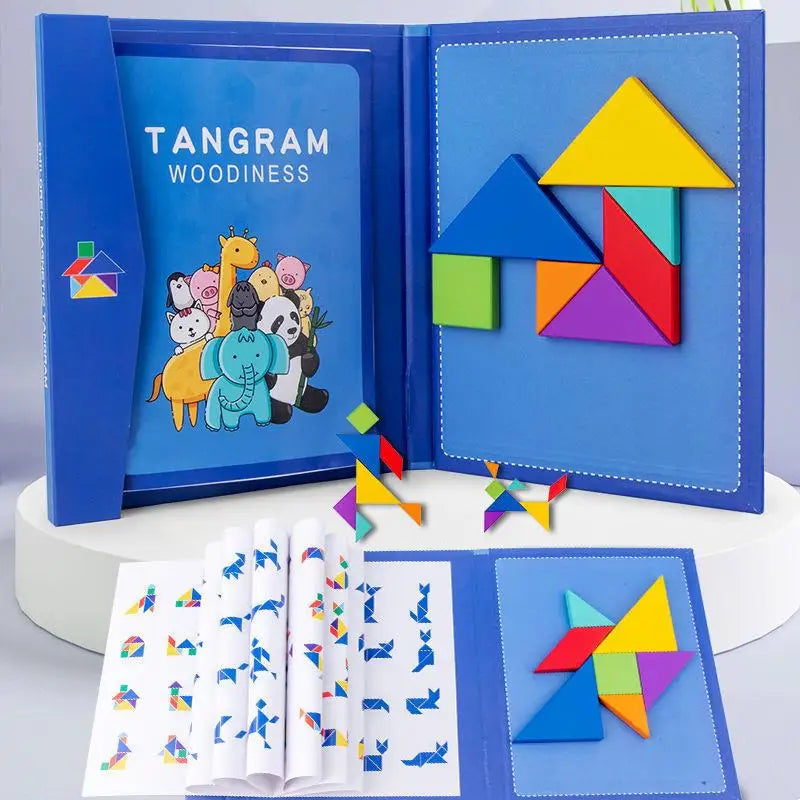 Tangram-pussel i trä – uppmuntrar logiskt tänkande