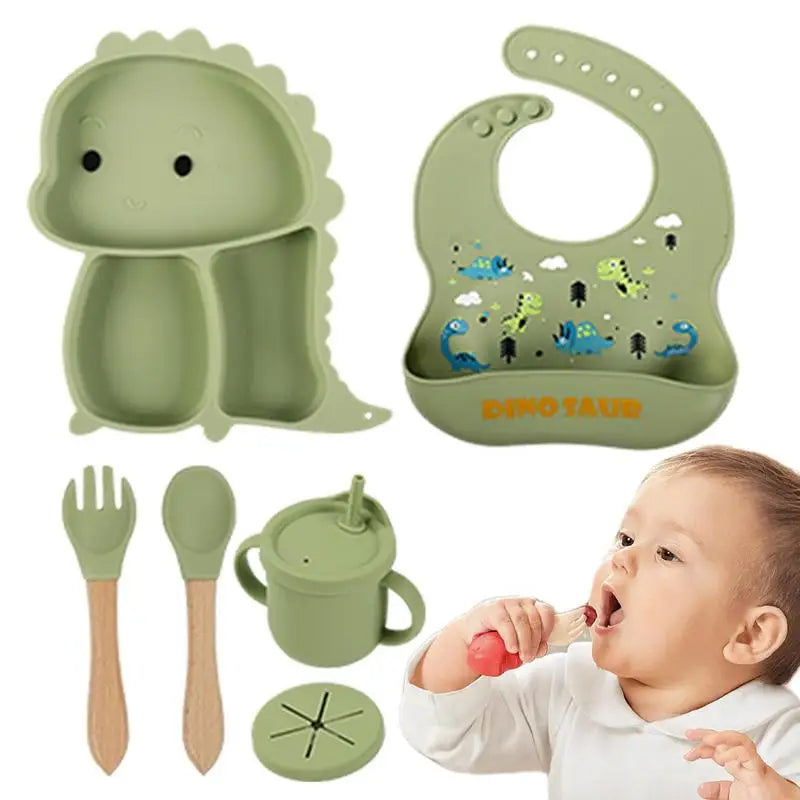 Dino Tablewear Set - 7-delat set - Barnservis i silikon