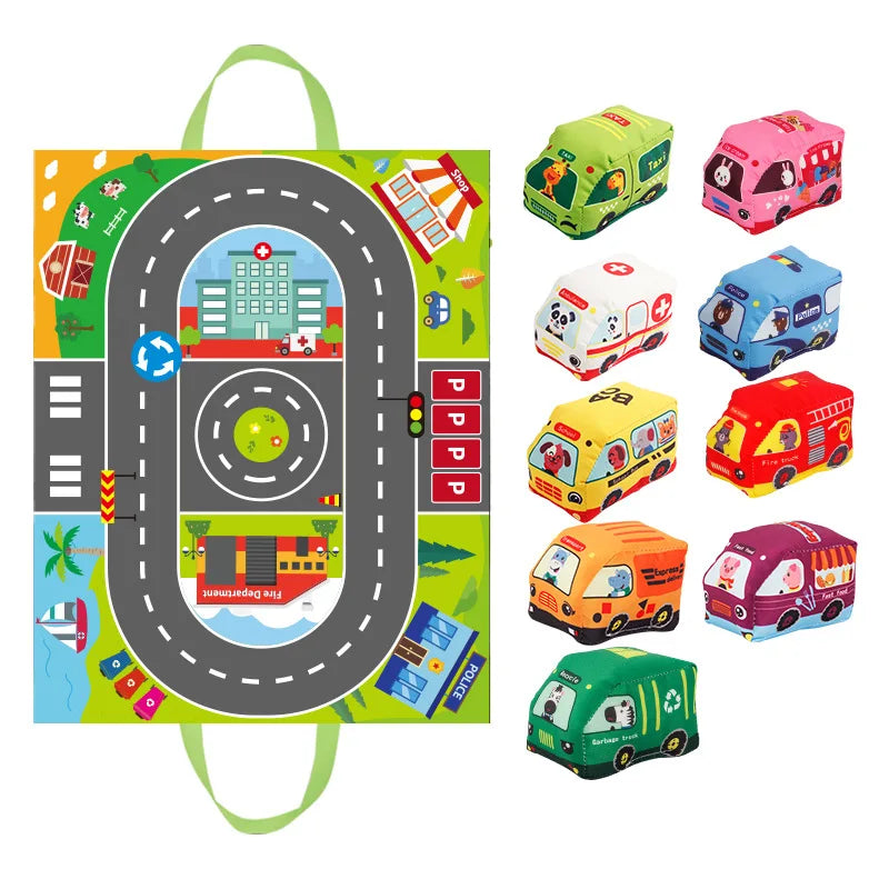Bil Playmat - Tecknade äventyr - Bil Lekmatta
