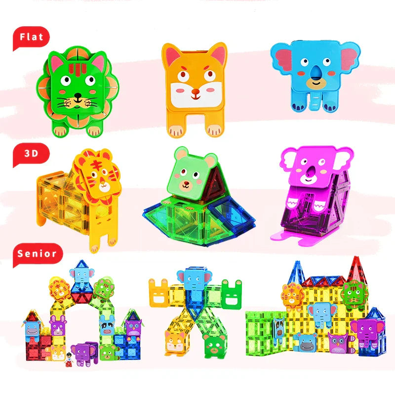 Animal Magnetic Building Blocks™ - Magnetiska byggklossar - Magnetiska djurtavlor