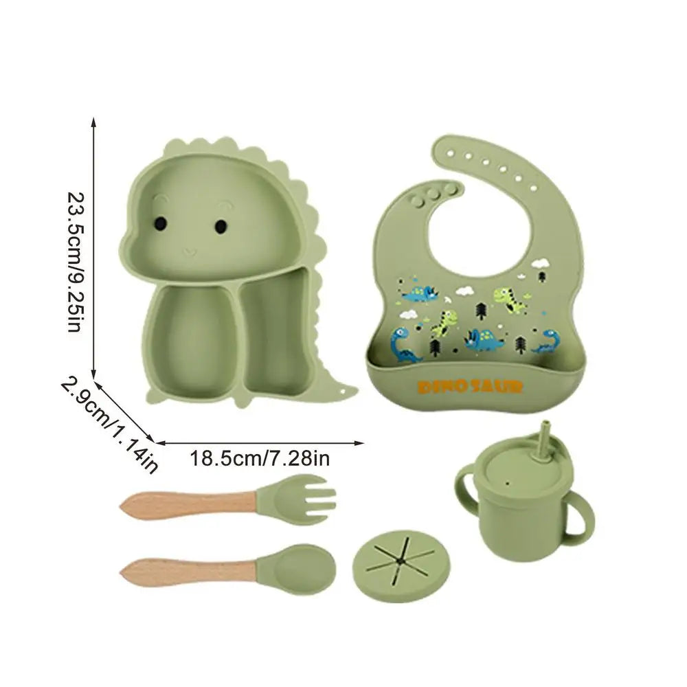 Dino Tablewear Set - 7-delat set - Barnservis i silikon