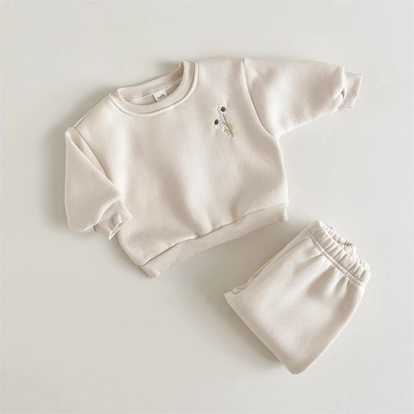 Mini Mode - Varm & Bekväm - Träningdräkt med blommigt broderi
