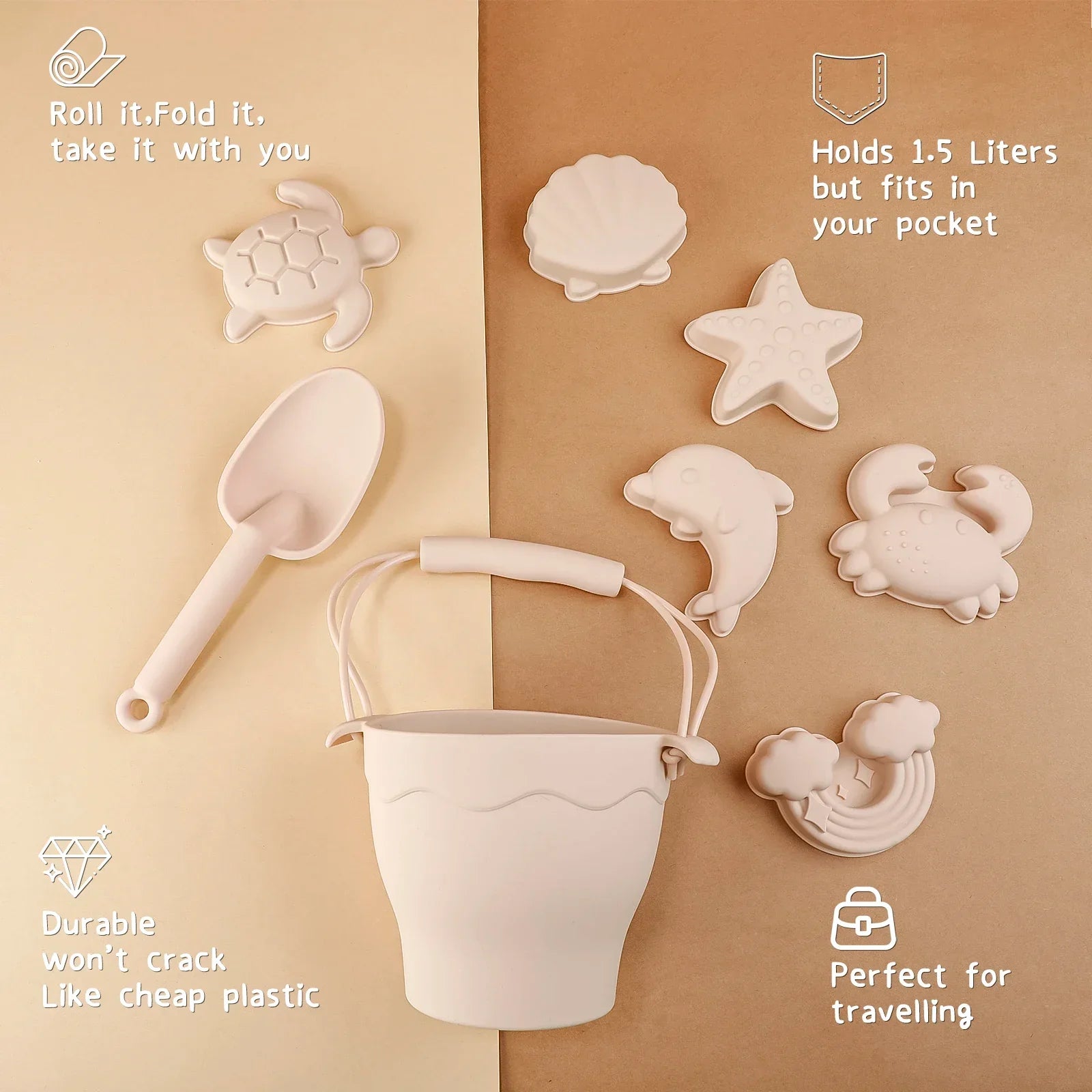 Silicone Beach Set - Sandäventyr med strandhink - Strandset i silikon