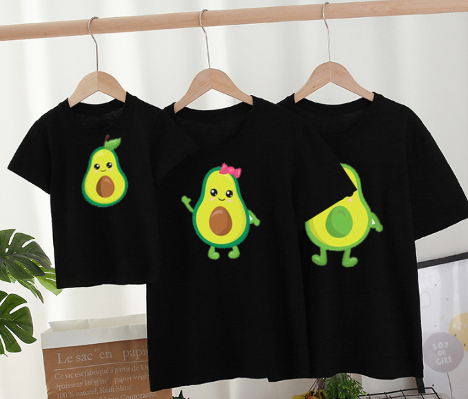 Mini Mode - Matcha med familjen - Avocado T-shirt Svart
