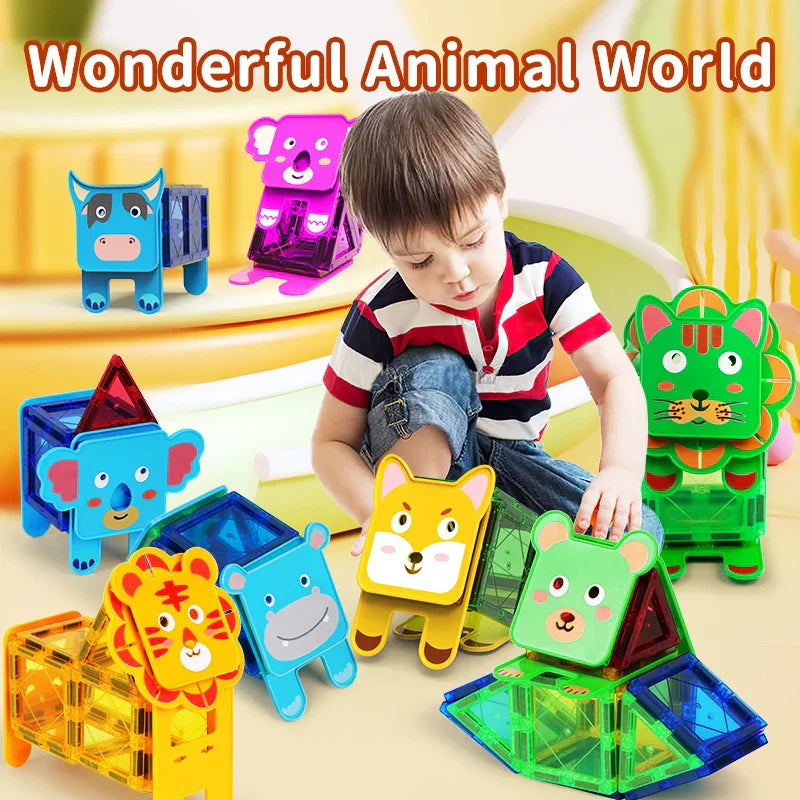 Animal Magnetic Building Blocks™ - Magnetiska byggklossar - Magnetiska djurtavlor