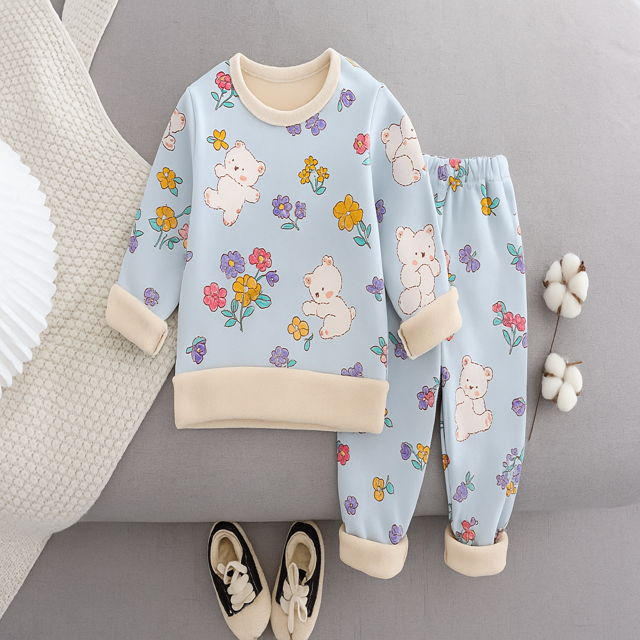Mini Mode - Cartoon Fleece-pyjamas för barn