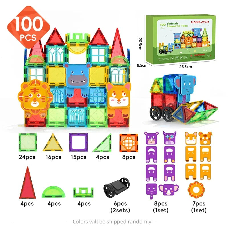 Animal Magnetic Building Blocks™ - Magnetiska byggklossar - Magnetiska djurtavlor